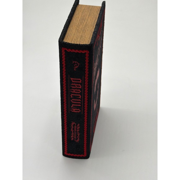 Dracula Bram Stoker Embroidered Velvet Book Box Black Red Gothic Decor Stash Box - Picture 3 of 6